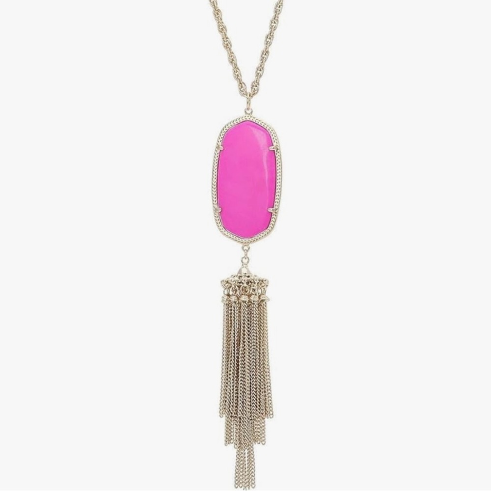 Rayne Gold Long Pendant Necklace in magenta